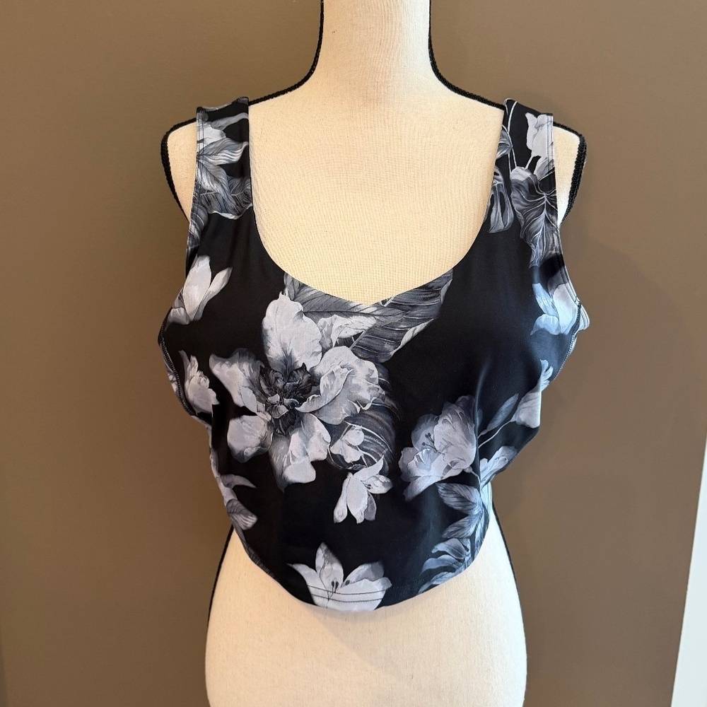 Skechers Gosculpt Magnolia Dreams Padded Sports Bra Black Floral, Size XL